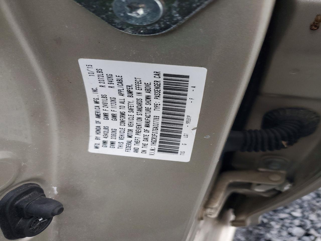 2016 HONDA ACCORD EXL photo 12