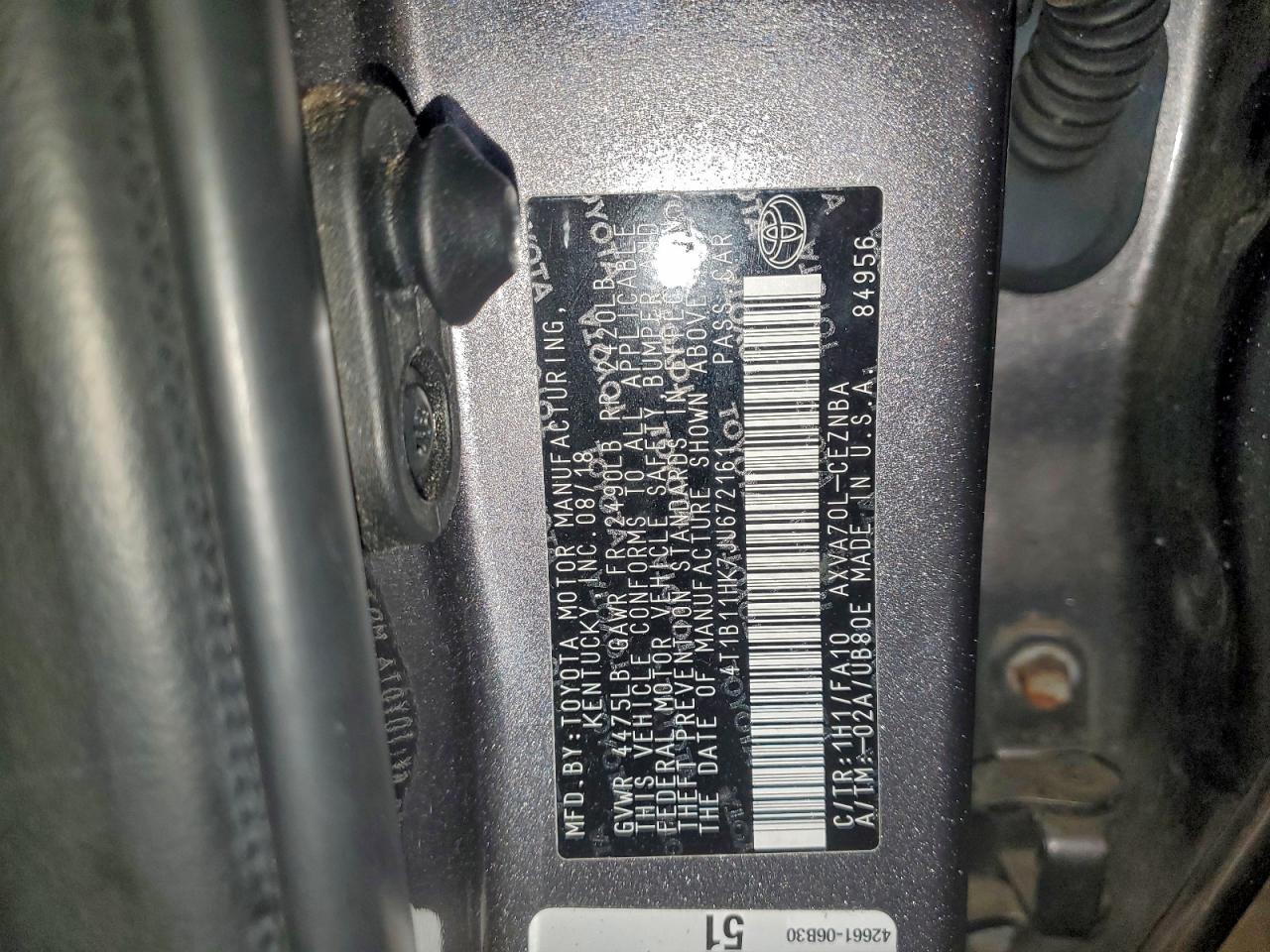 2018 TOYOTA CAMRY L photo 12