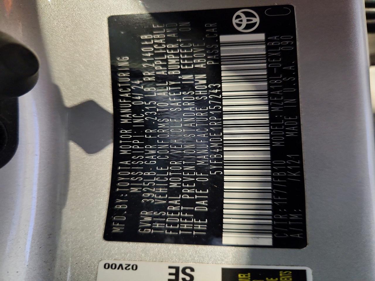 2024 TOYOTA COROLLA LE photo 12