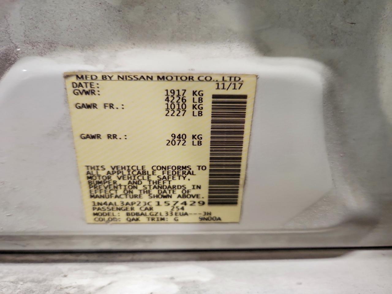 2018 NISSAN ALTIMA 2.5 photo 12