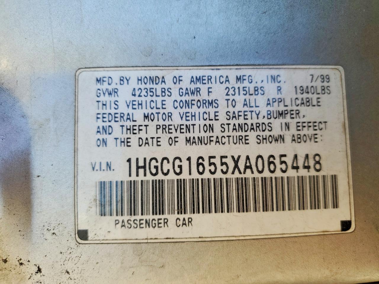 1999 HONDA ACCORD EX photo 13