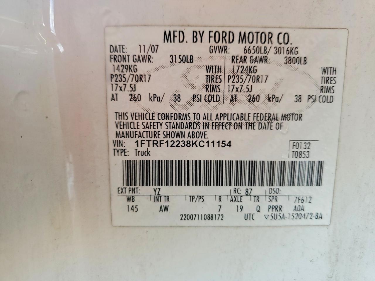 2008 FORD F150 photo 12