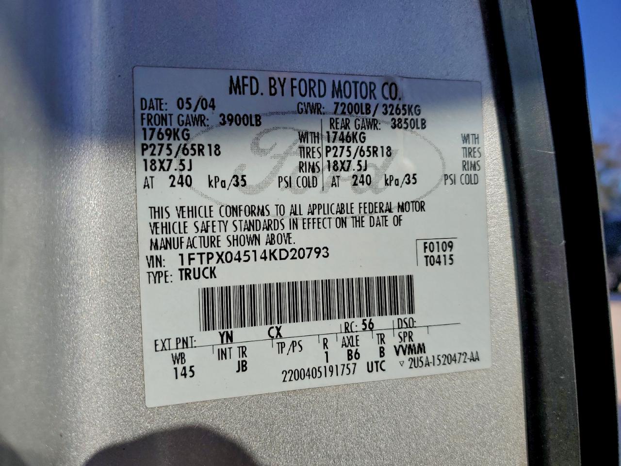 2004 FORD F150 photo 12