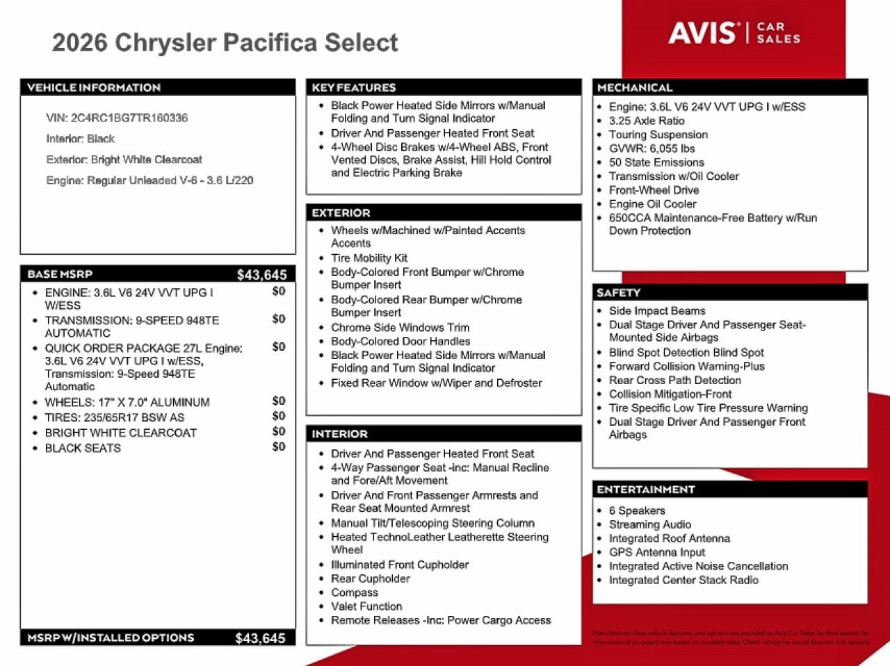 2026 CHRYSLER PACIFICA SELECT photo 13