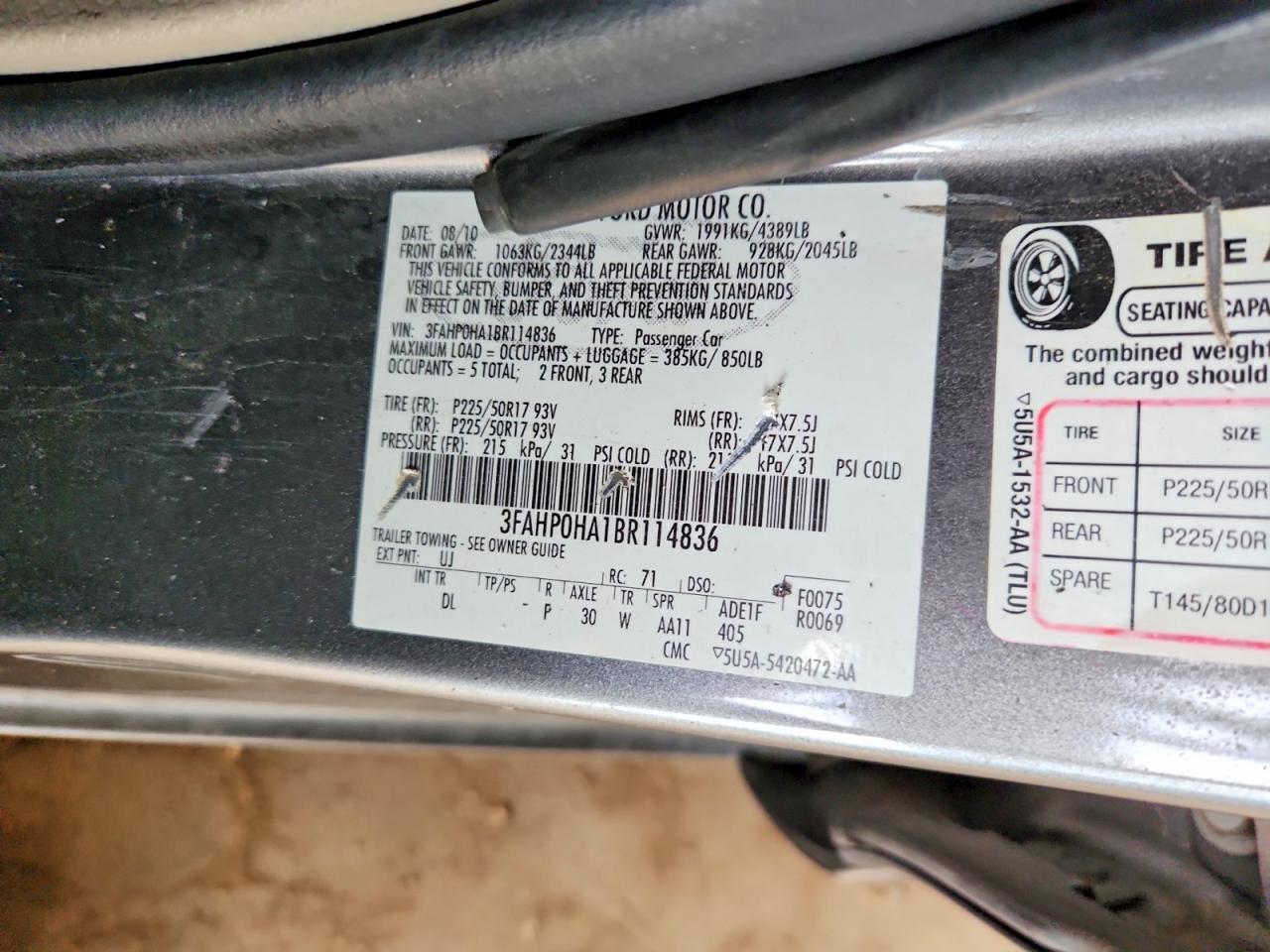 2011 FORD FUSION SE photo 12