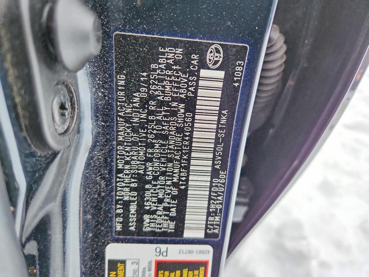 2014 TOYOTA CAMRY L photo 23