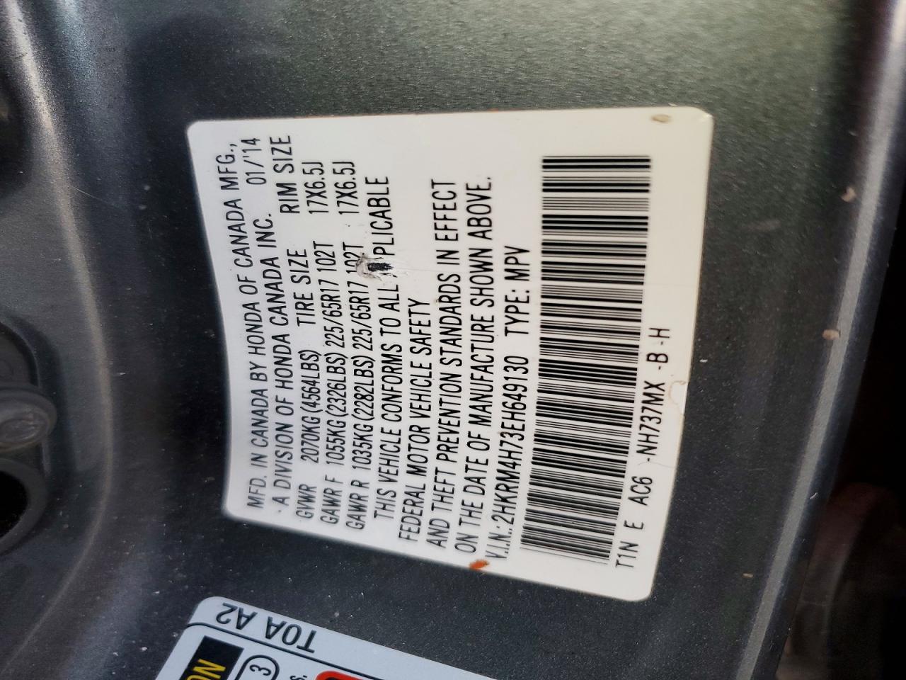 2014 HONDA CR-V EXL photo 13