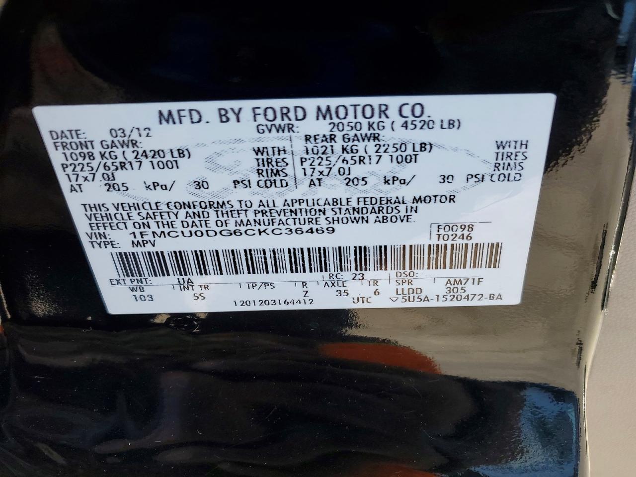 2012 FORD ESCAPE XLT photo 13