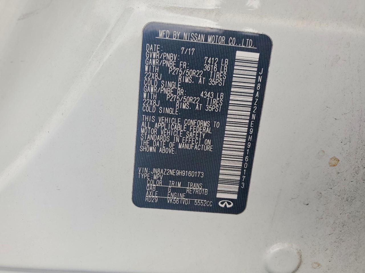 2017 INFINITI QX80 BASE photo 13