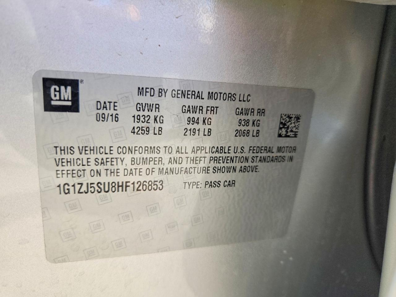 2017 CHEVROLET MALIBU HYBRID photo 12
