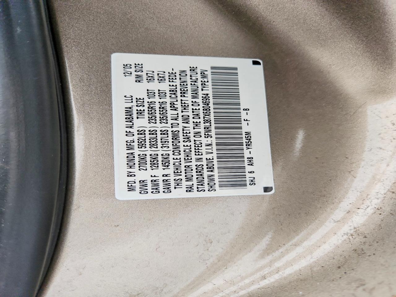2006 HONDA ODYSSEY EXL photo 13