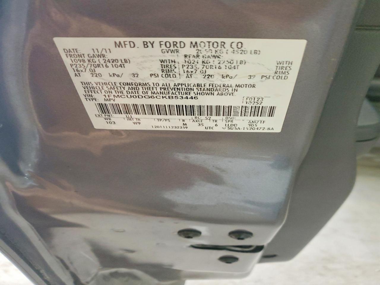 2012 FORD ESCAPE XLT photo 12