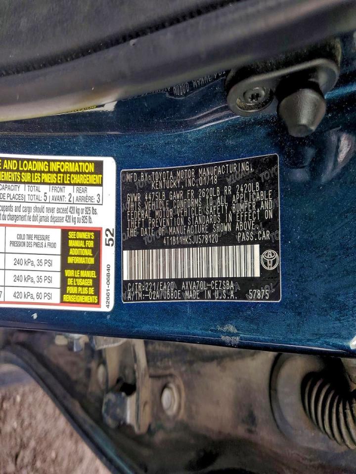 2018 TOYOTA CAMRY L photo 12