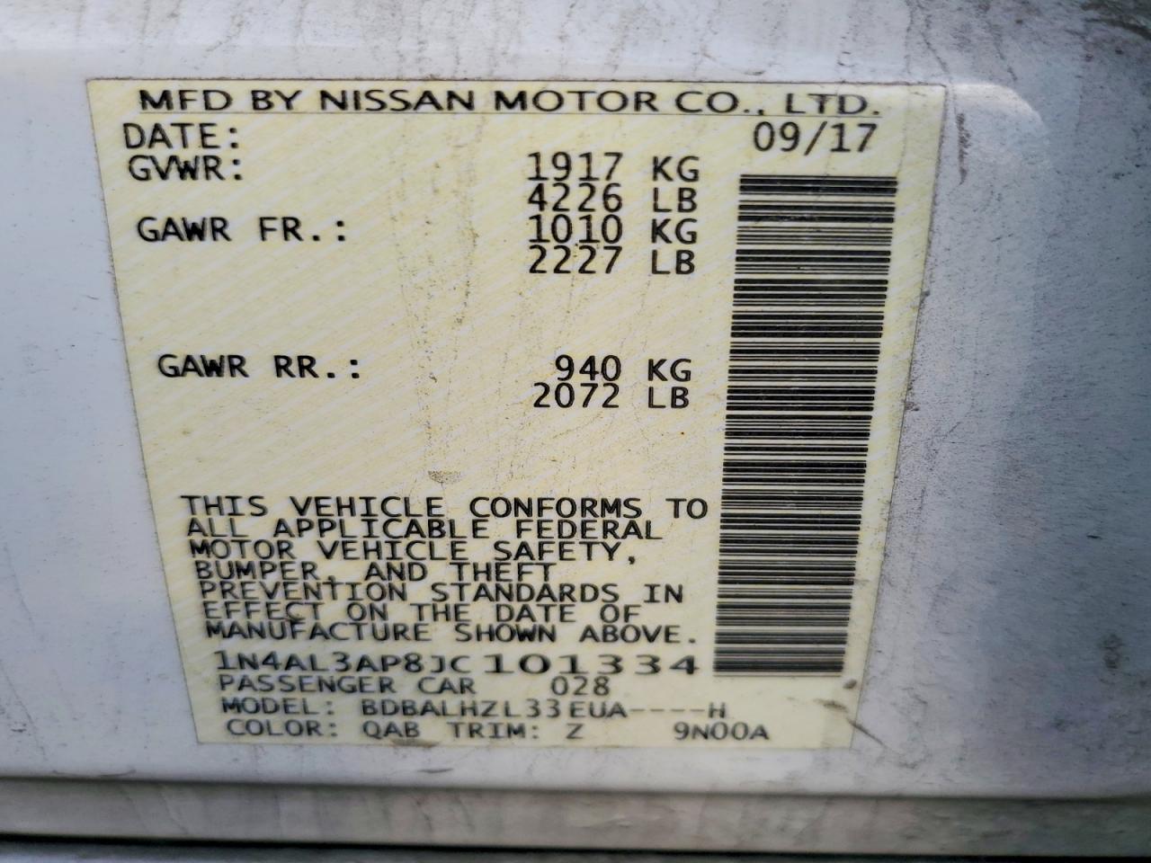 2018 NISSAN ALTIMA 2.5 photo 12