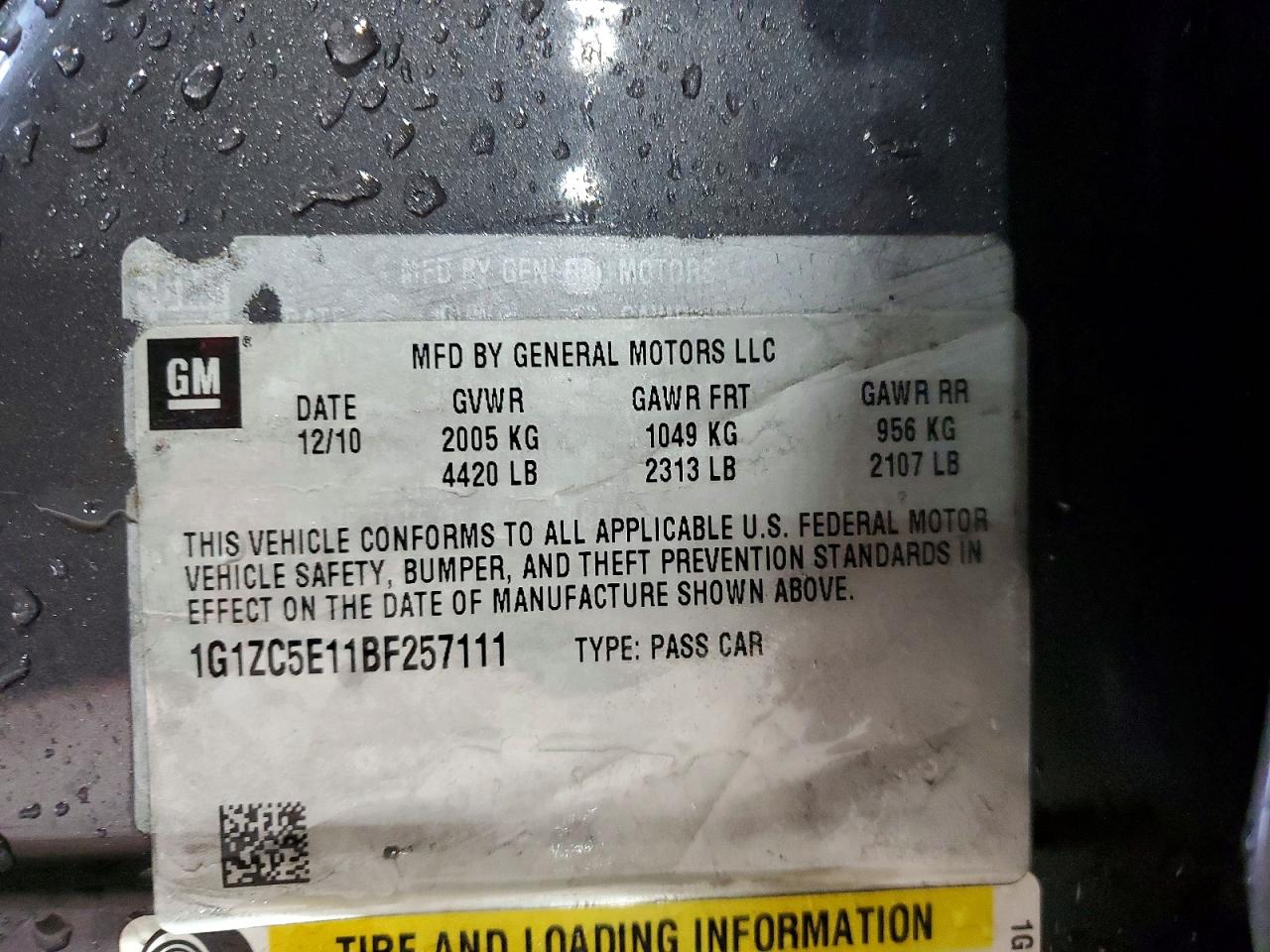 2011 CHEVROLET MALIBU 1LT photo 12