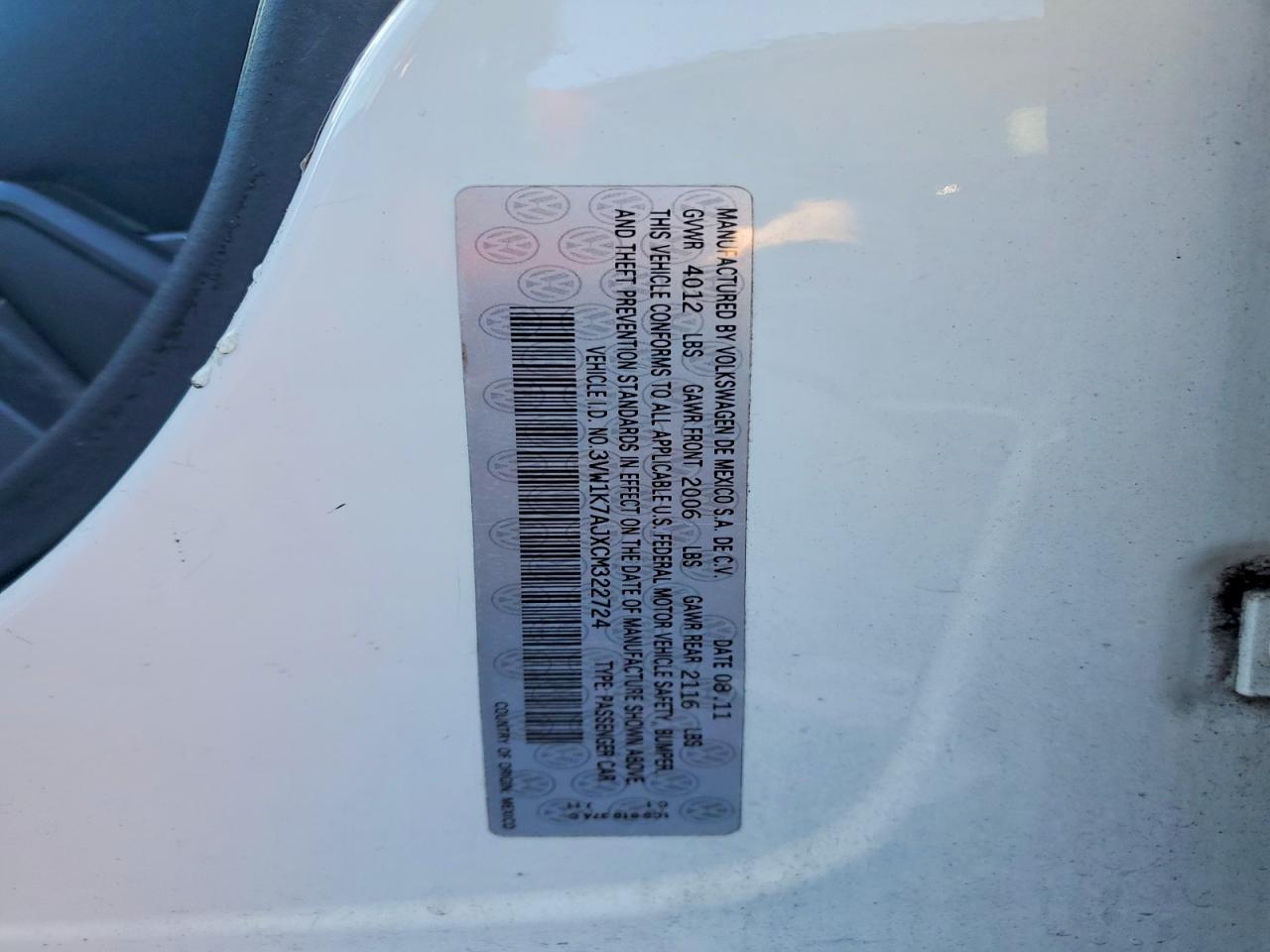 2012 VOLKSWAGEN JETTA BASE photo 23
