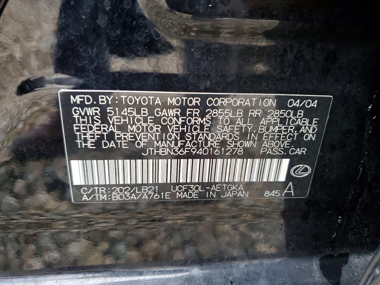 2004 LEXUS LS 430 photo 12