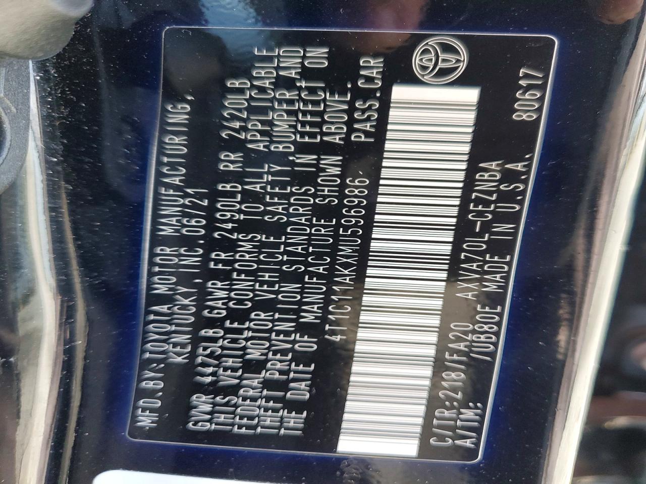 2021 TOYOTA CAMRY LE photo 23