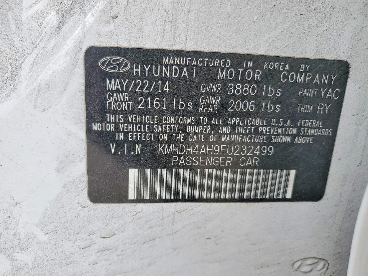 2015 HYUNDAI ELANTRA SE photo 12