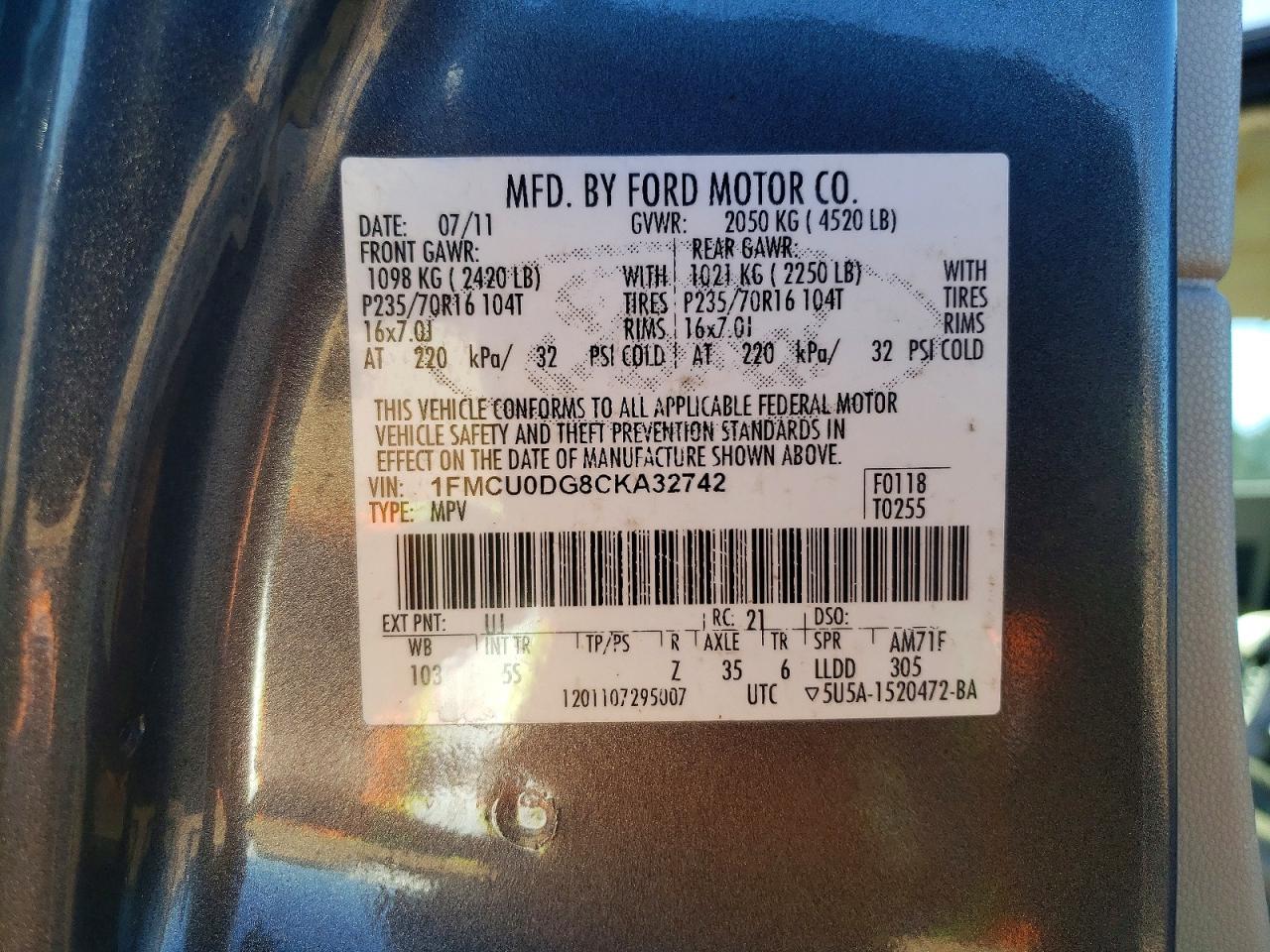 2012 FORD ESCAPE XLT photo 14