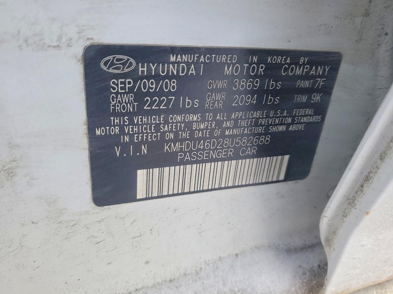 2008 HYUNDAI ELANTRA GLS photo 12
