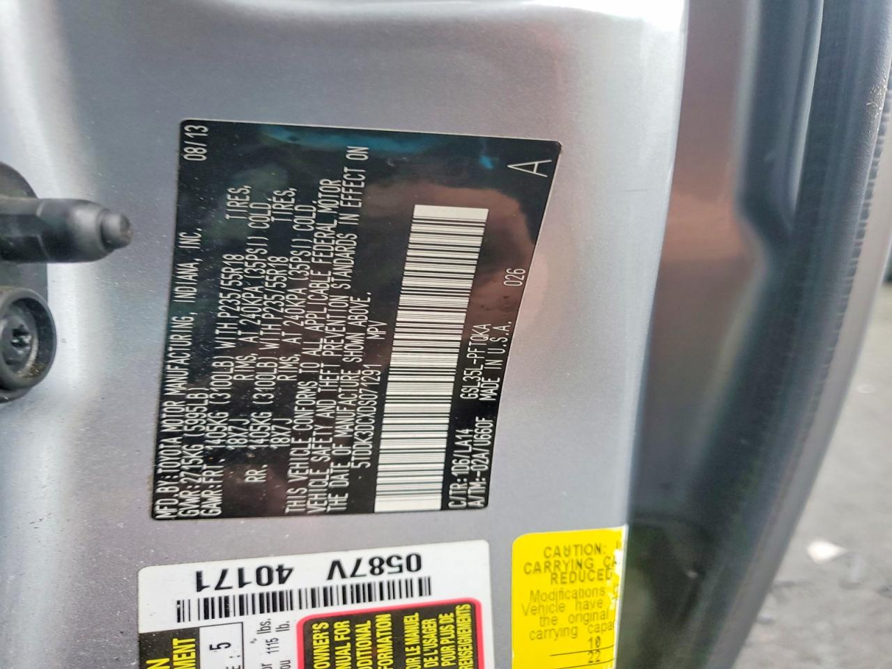 2013 TOYOTA SIENNA XLE photo 13