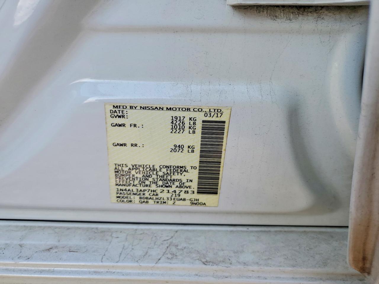 2017 NISSAN ALTIMA 2.5 photo 13