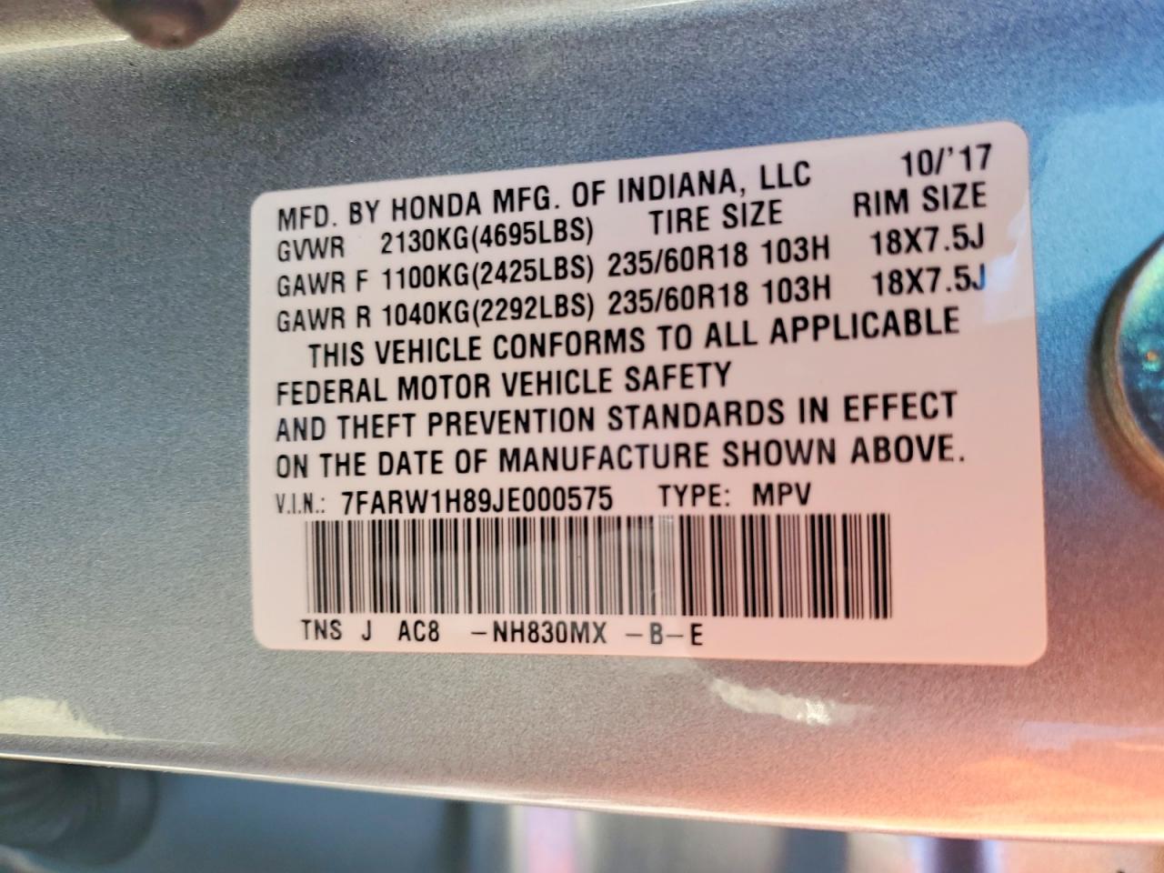 2018 HONDA CR-V EXL photo 13