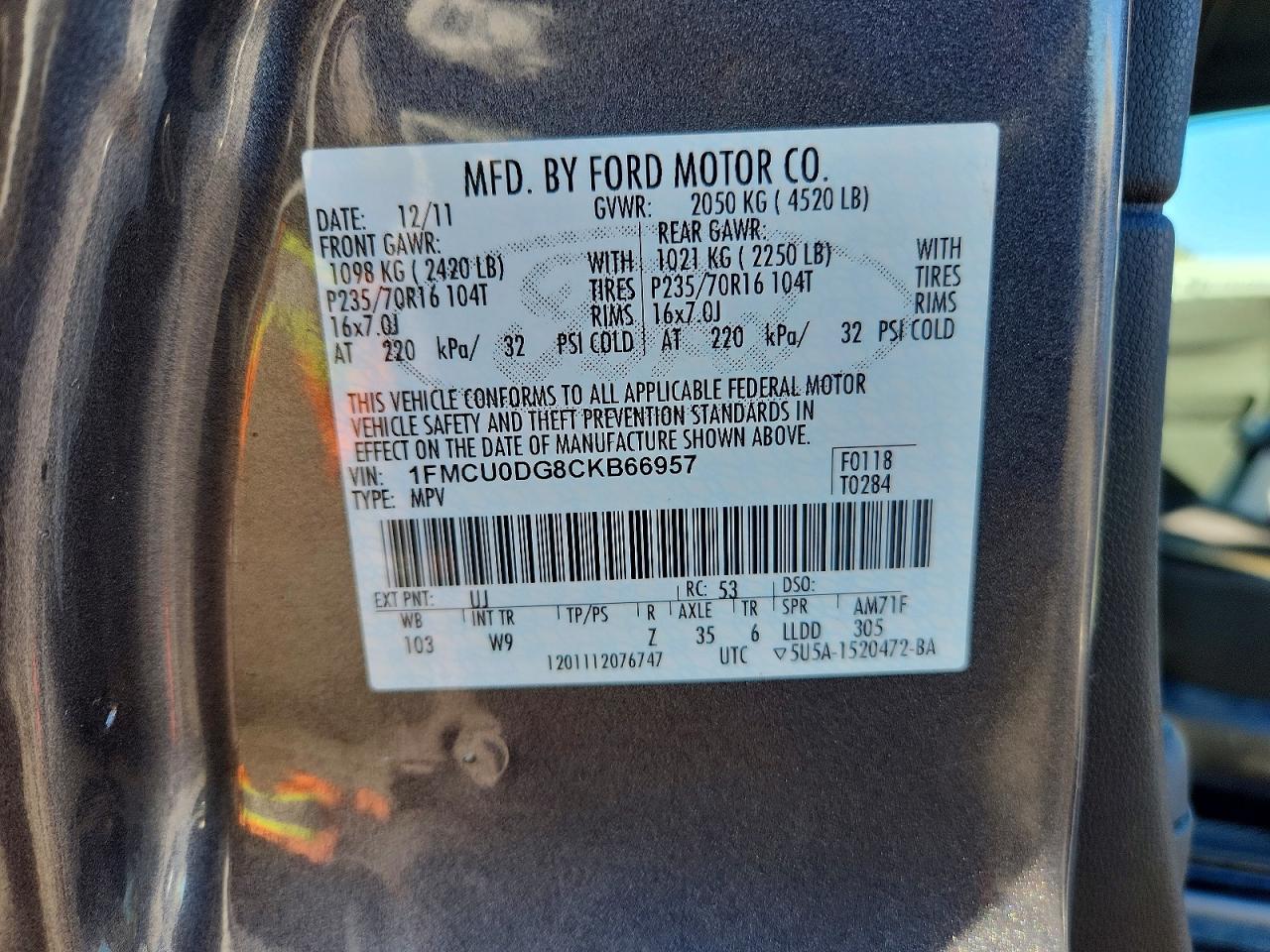 2012 FORD ESCAPE XLT photo 13
