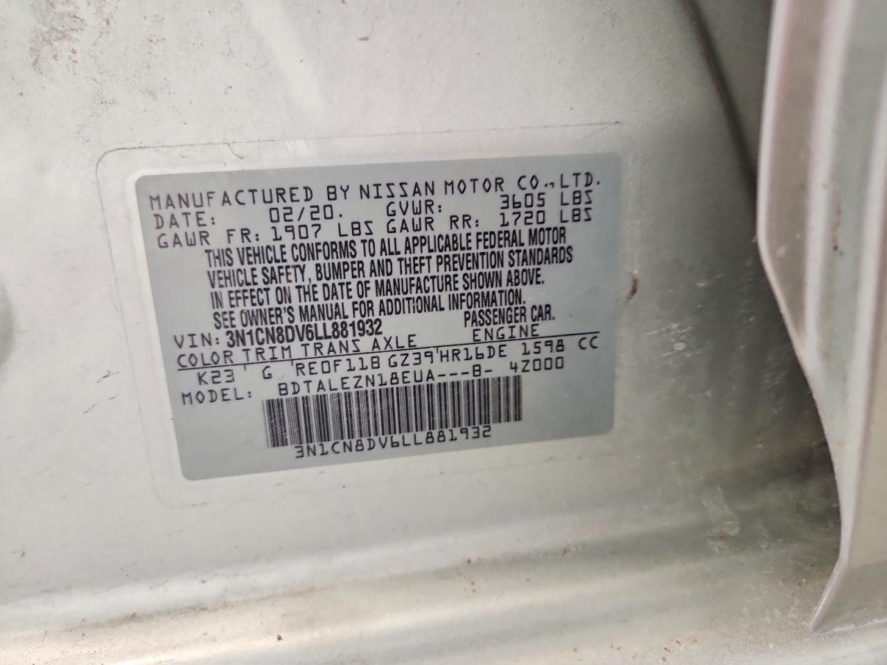 2020 NISSAN VERSA S photo 12