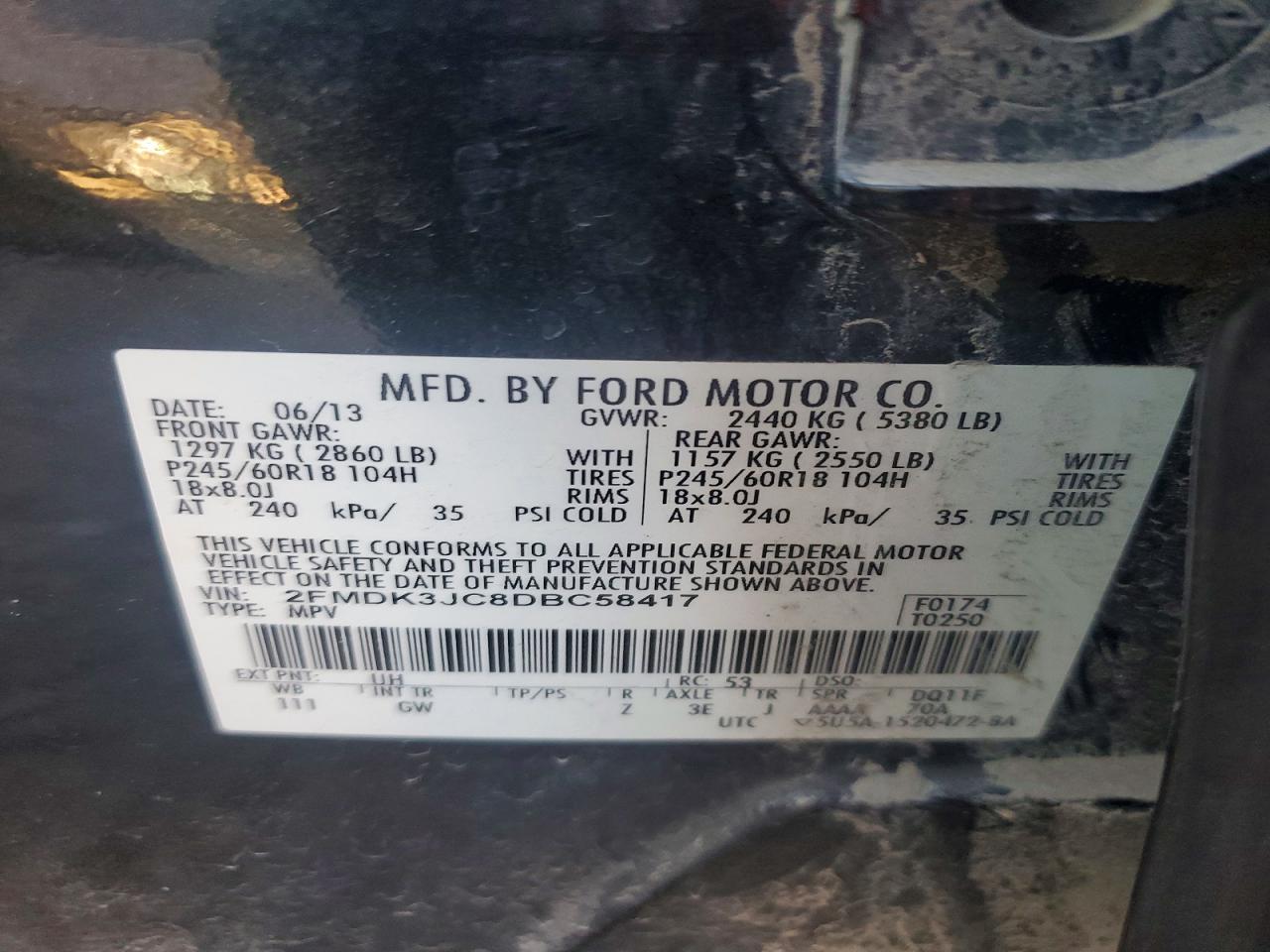 2013 FORD EDGE SEL photo 13