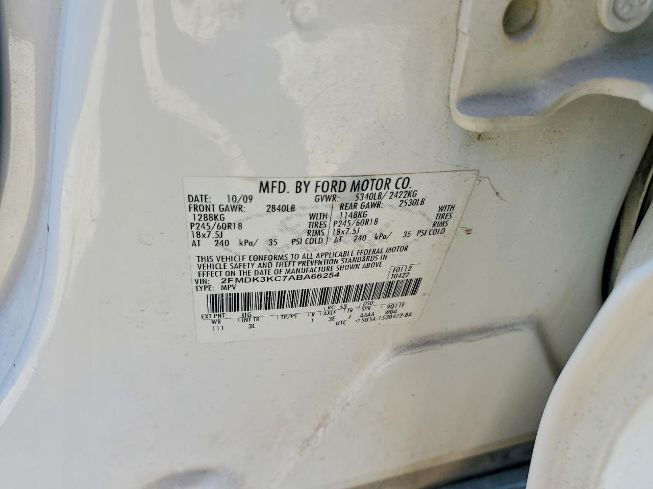 2010 FORD EDGE LIMITED photo 13