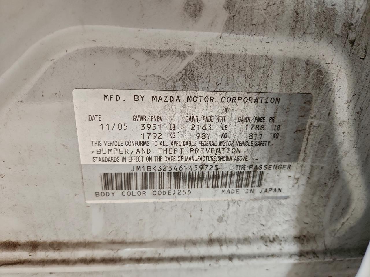 2006 MAZDA 3 S photo 12