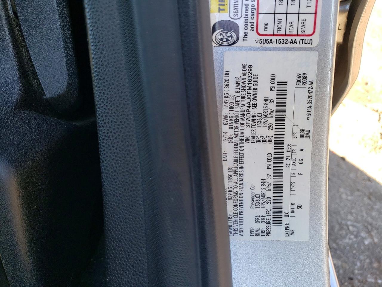 2015 FORD FIESTA S photo 12