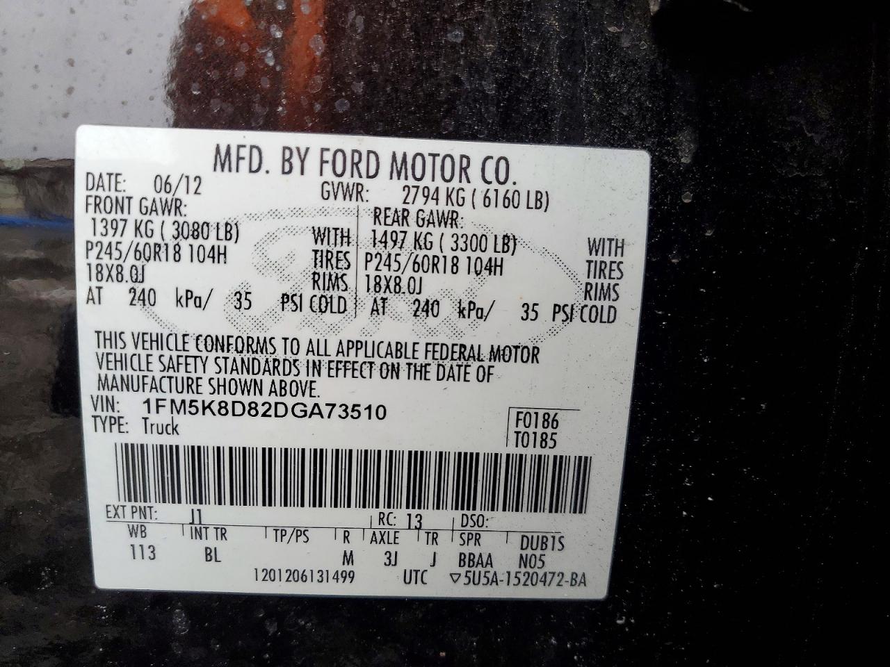 2013 FORD EXPLORER XLT photo 14