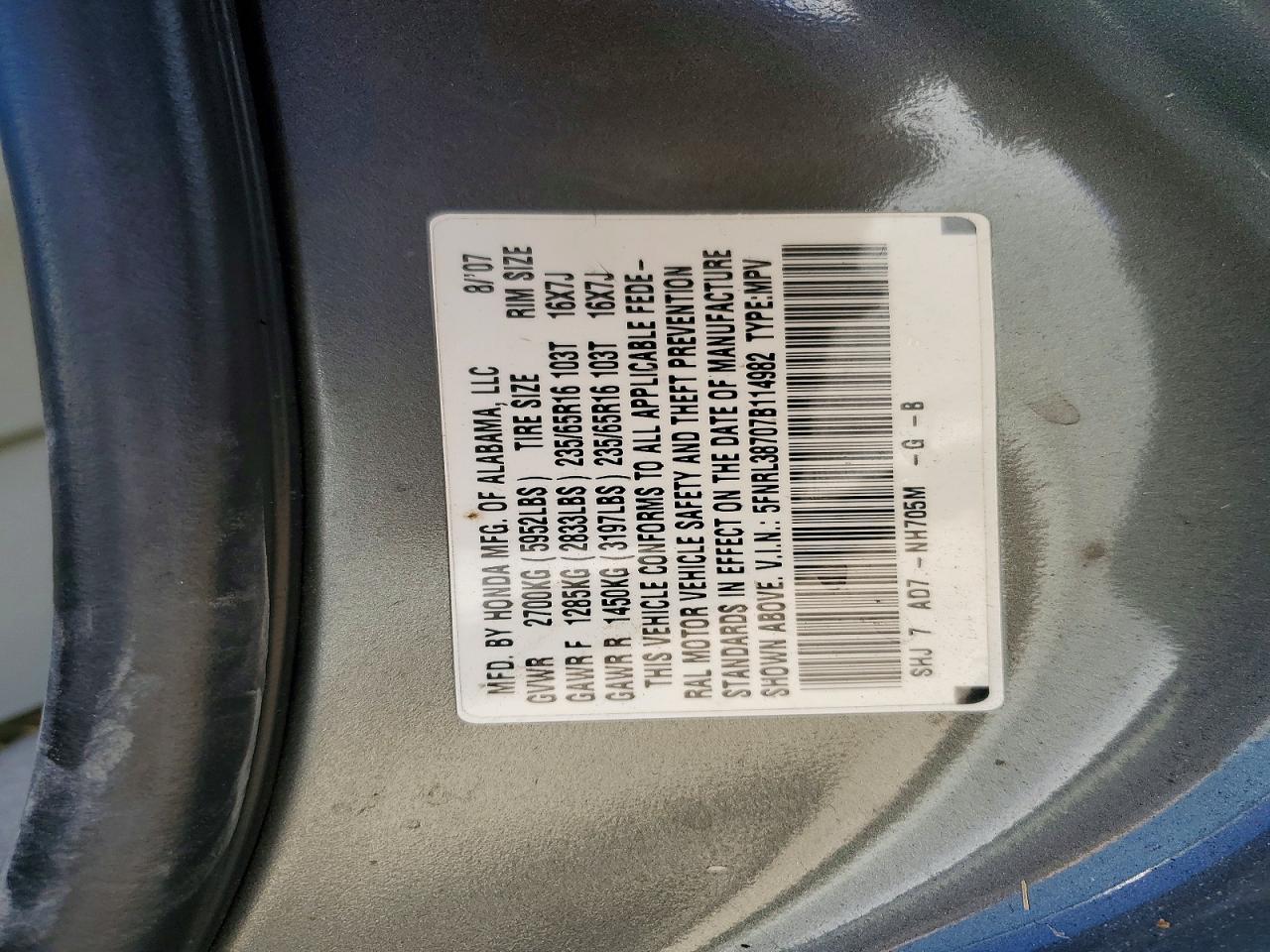 2007 HONDA ODYSSEY EXL photo 37