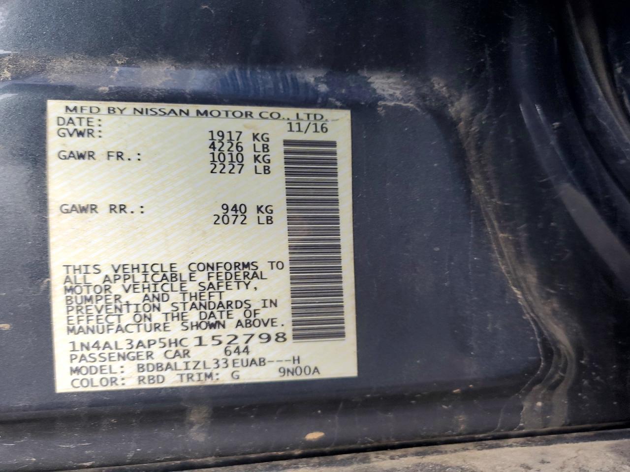 2017 NISSAN ALTIMA 2.5 photo 23