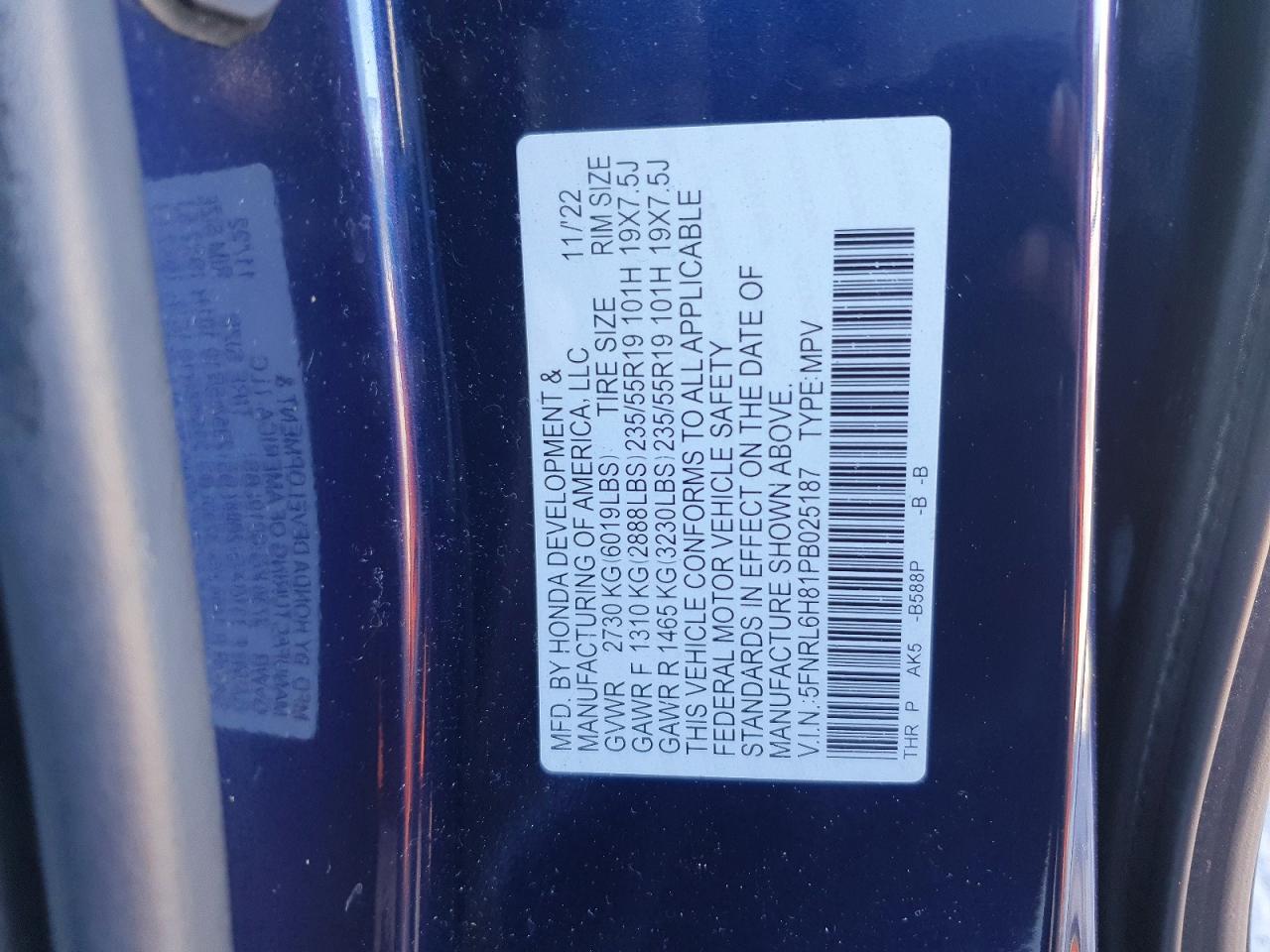2023 HONDA ODYSSEY TOURING photo 14