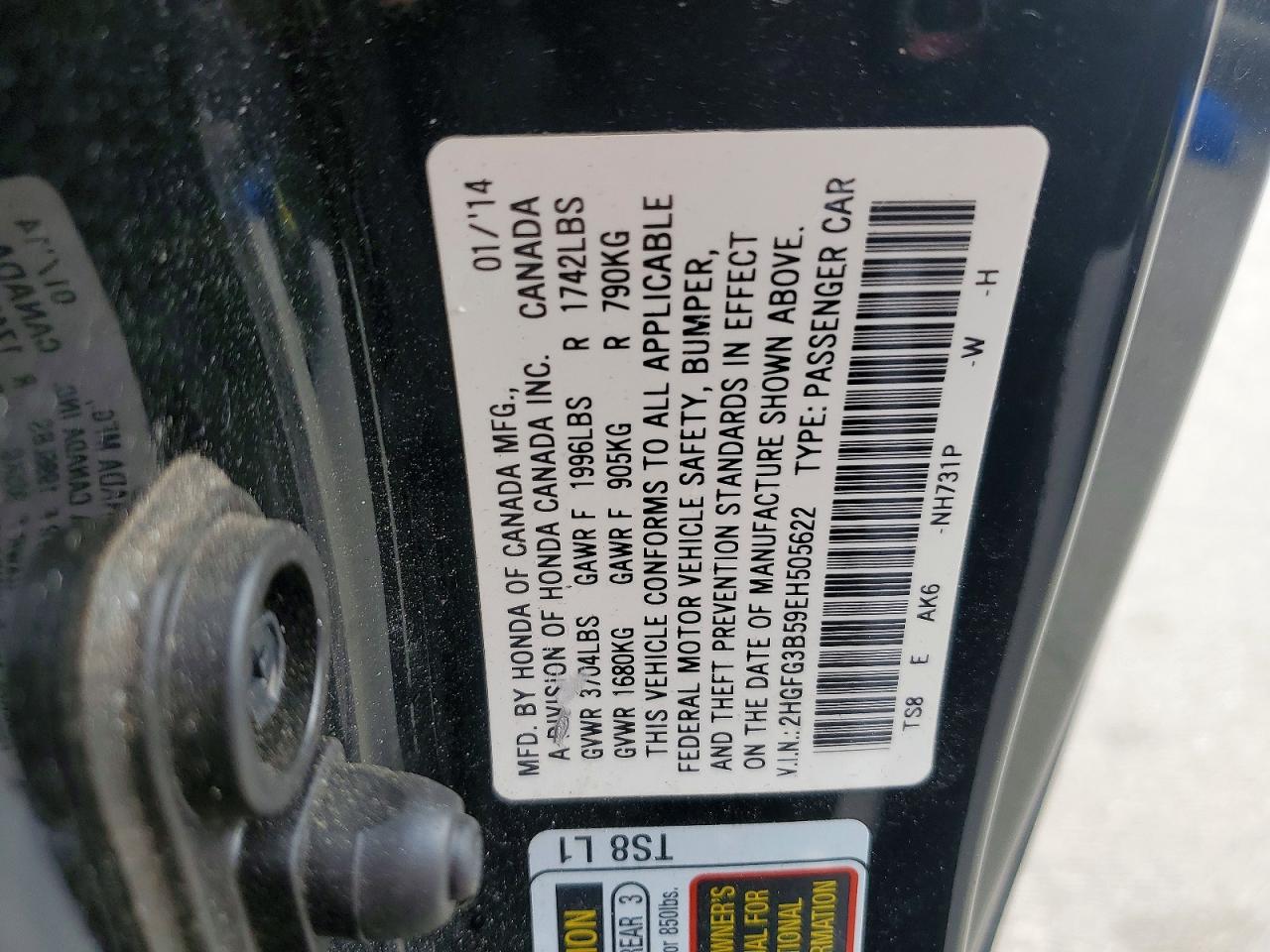 2014 HONDA CIVIC LX photo 12