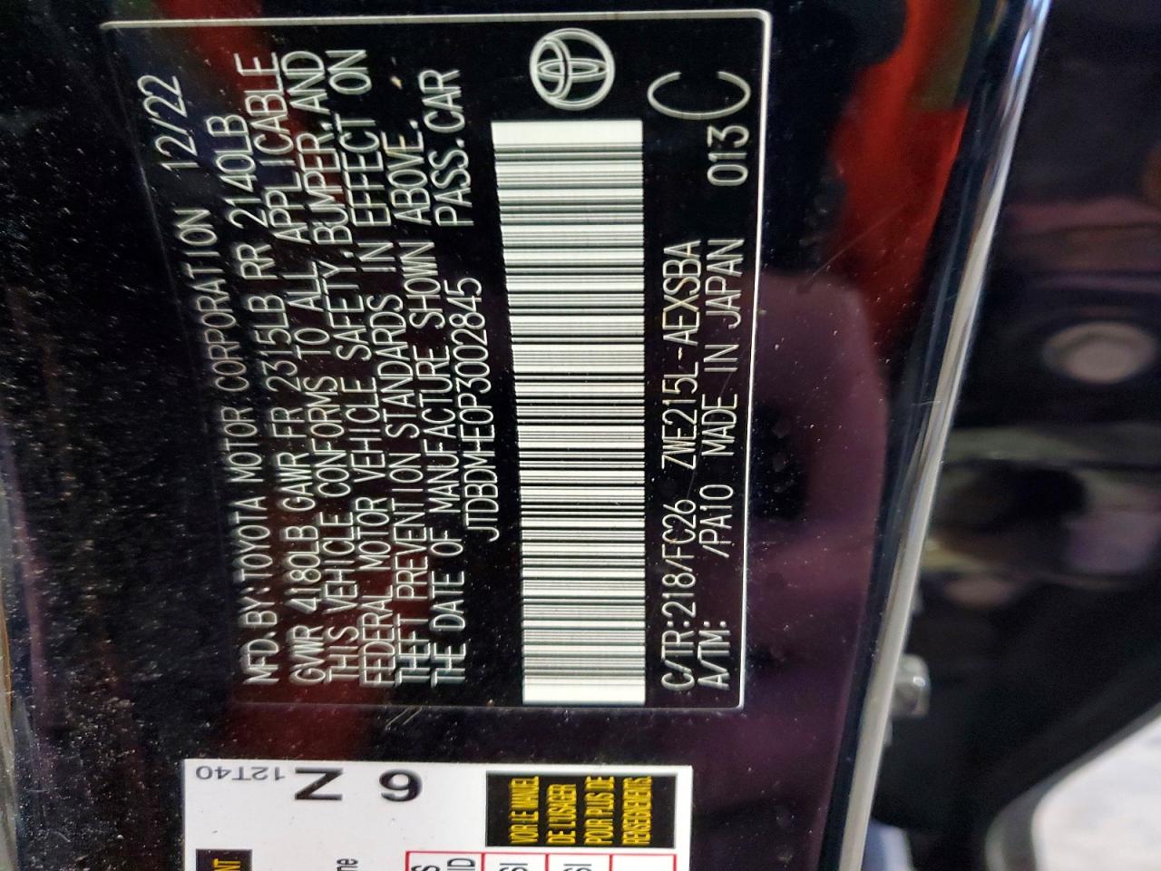 2023 TOYOTA COROLLA LE photo 13