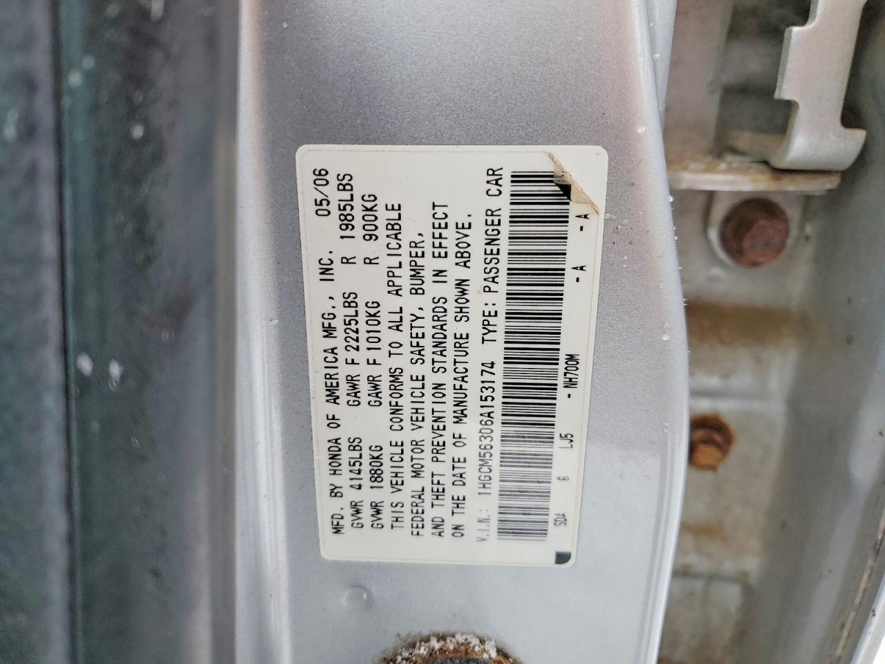 2006 HONDA ACCORD SE photo 12