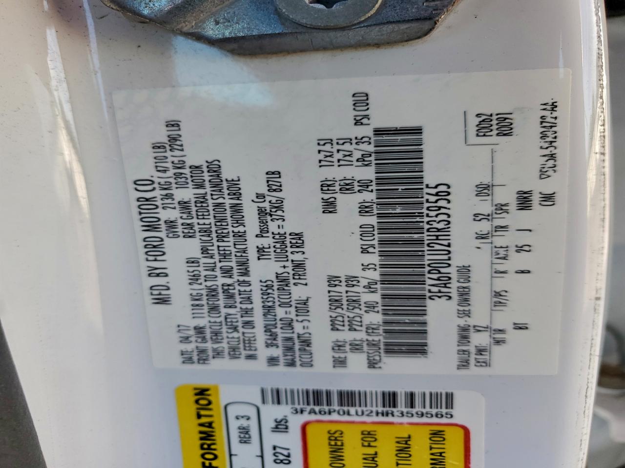 2017 FORD FUSION SE HYBRID photo 12