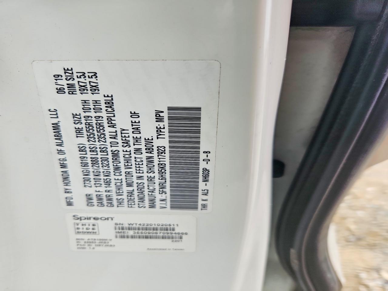 2019 HONDA ODYSSEY ELITE photo 13