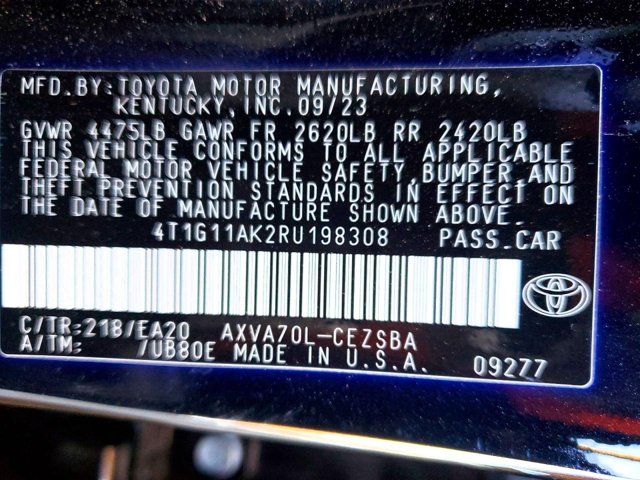 2024 TOYOTA CAMRY SE NIGHT SHADE photo 12