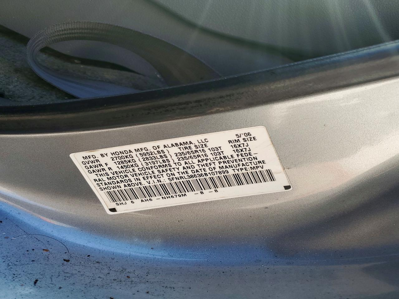 2006 HONDA ODYSSEY EXL photo 13