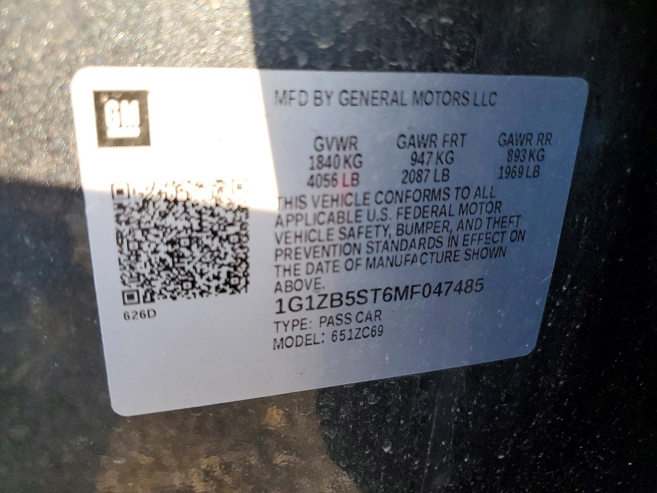 2021 CHEVROLET MALIBU LS photo 12
