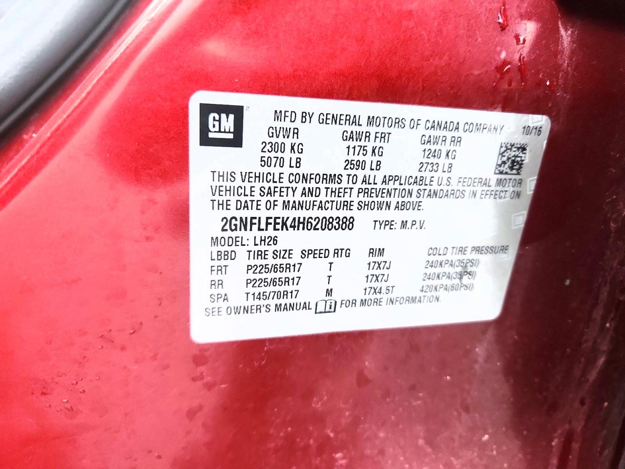 2017 CHEVROLET EQUINOX LT photo 12