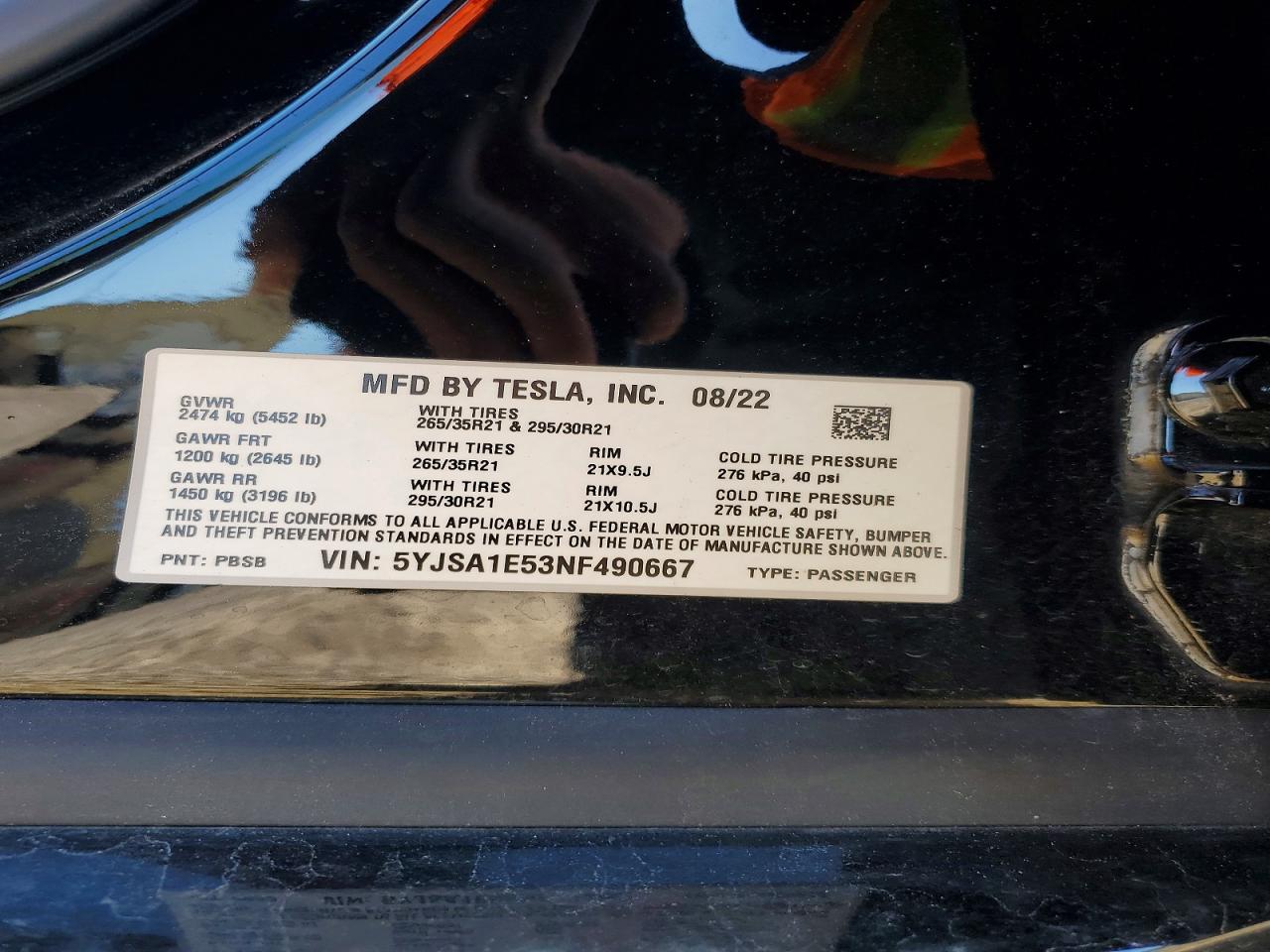 2022 TESLA MODEL S photo 12