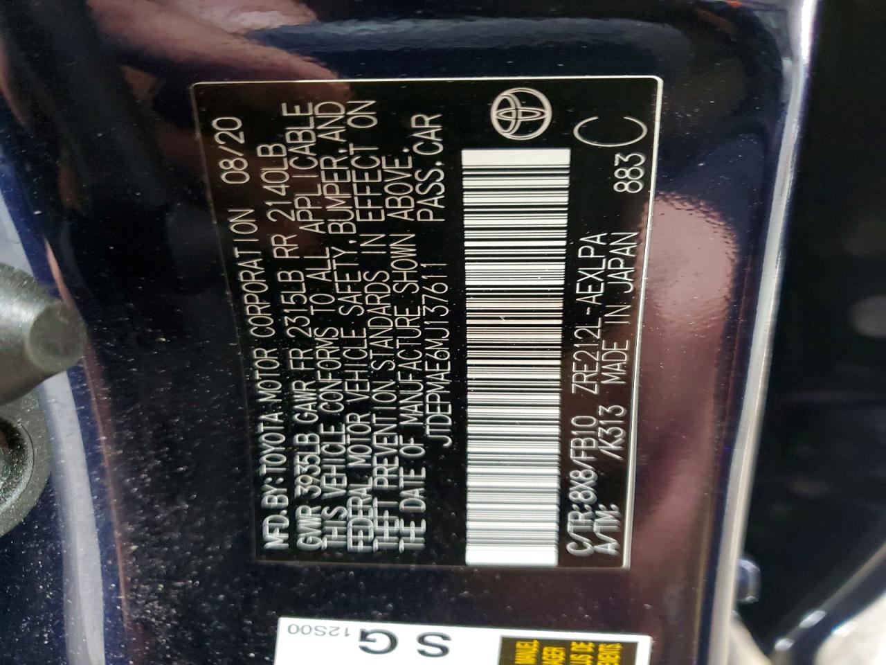 2021 TOYOTA COROLLA LE photo 12