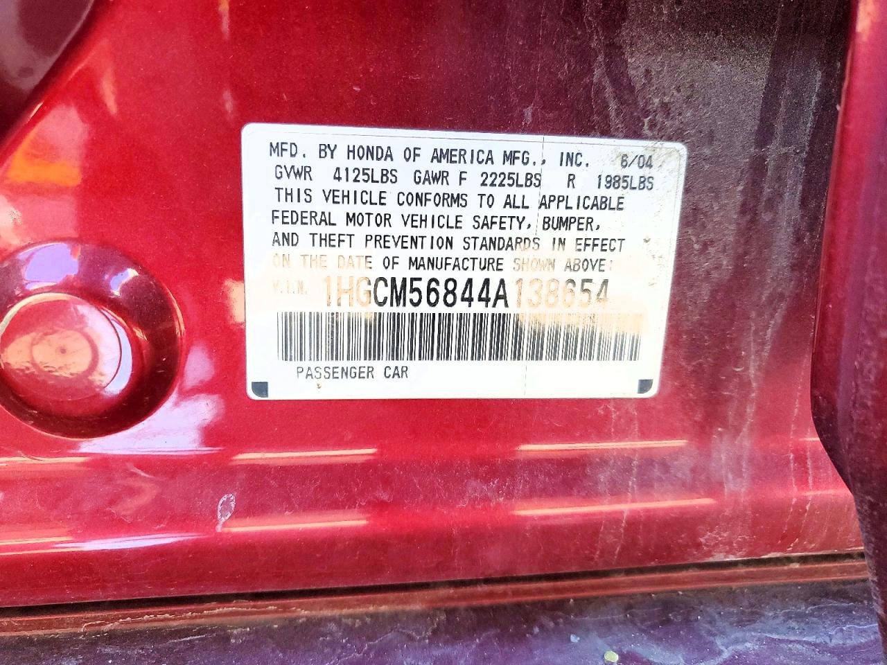 2004 HONDA ACCORD EX photo 12